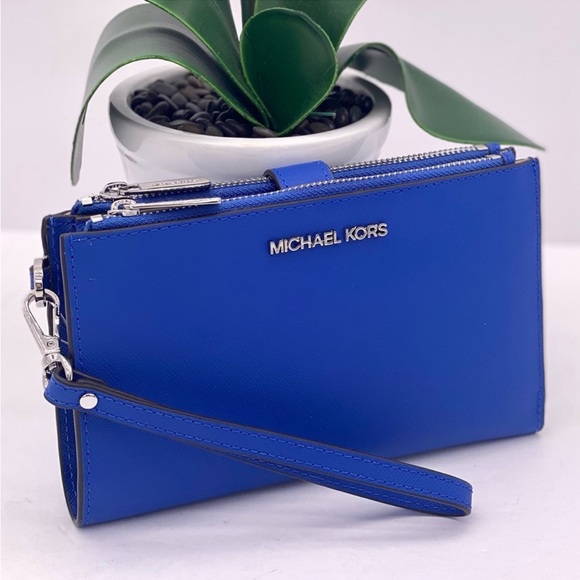 Michael Kors DoubleZip Wallet Wristlet Electric Blue - Picture 1 of 10